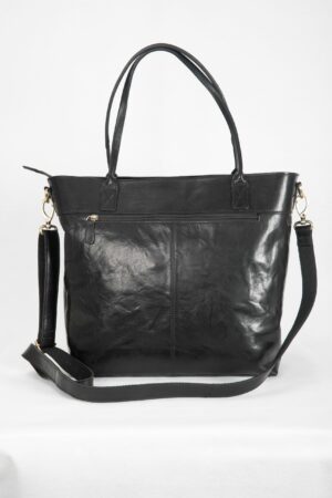 Kožená shopper taška do práce BLACK 7 LB045 4